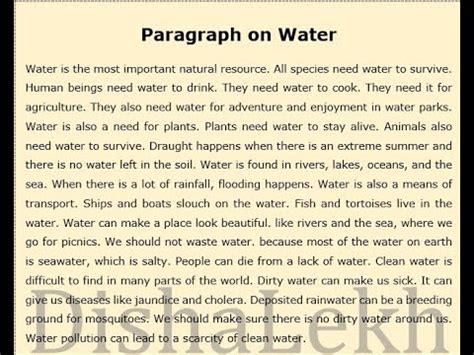 Paragraph On Water Short Essay On Water Water Short Speech In