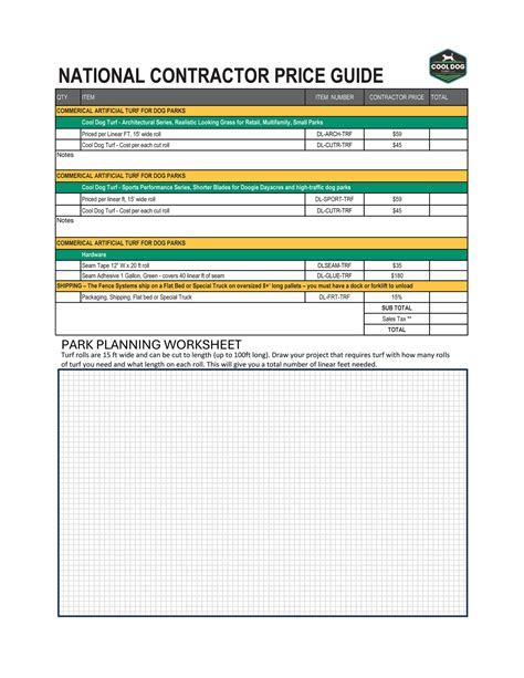 The Dog Park Company - Cool Dog Turf Order Form 2024 - Page 1