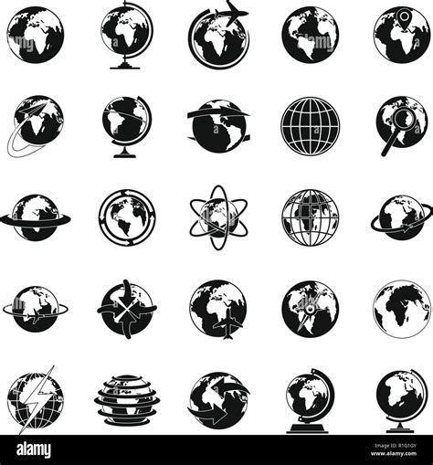 Globe Earth Icons Set Simple Illustration Of 25 Globe Earth Vector Icons For Web Stock Vector