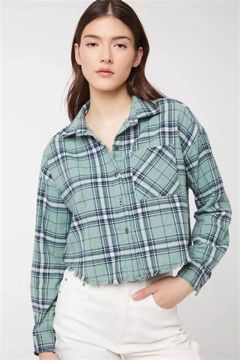 Plaid Boxy Cropped Shirt Ardene Crop Shirt Cropped Button Up Shirt