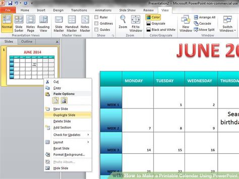 How To Make A Printable Calendar Using Powerpoint Steps