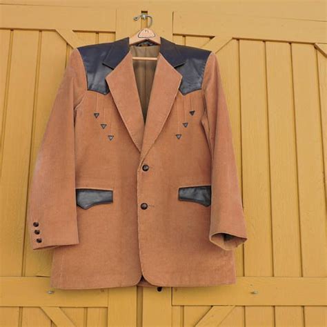 Vintage 70s Western Blazer Size 44 1970s Pioneer Wear Corduroy