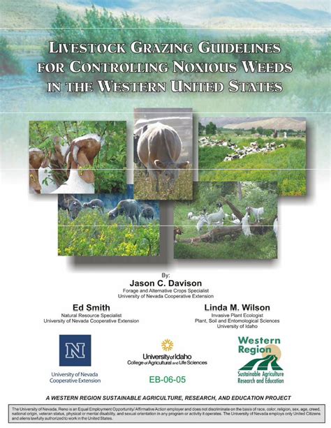 Pdf Livestock Grazing Guidelines For Controlling Noxious Weeds In The Western United States