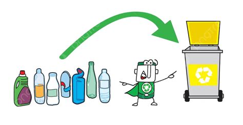 작은 에코 워리어 존은 플라스틱 재활용 용기를 보여줍니다 상징 변장 재활용 Png 일러스트 및 벡터 에 대한 무료