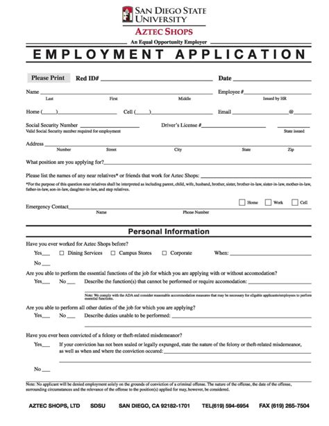 Free Printable Job Application Form