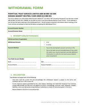 Fillable Online Withdrawal Form Karara Au Fax Email Print Pdffiller