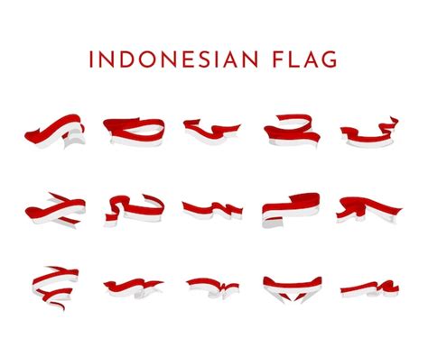 Ilustraci N De Vector De Colecci N De Cinta De Bandera Indonesia Roja Y