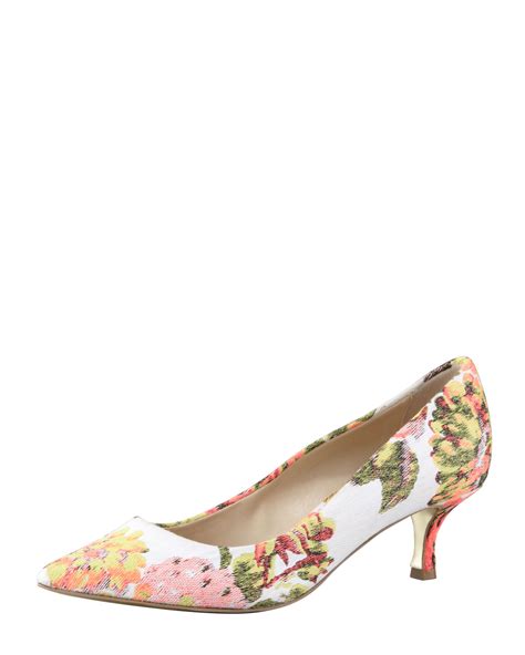 Stella Mccartney Floral Jacquard Kittenheel Pump In Pink Pink Floral