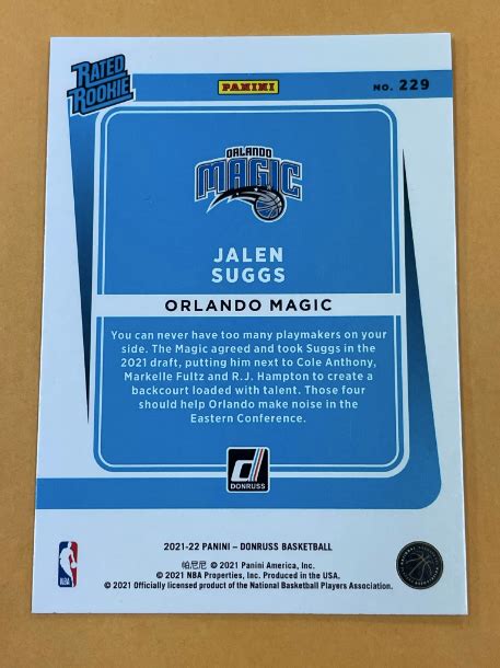 2021 22 Panini Donruss Jalen Suggs Rated Rookie Orange Holo Laser RC