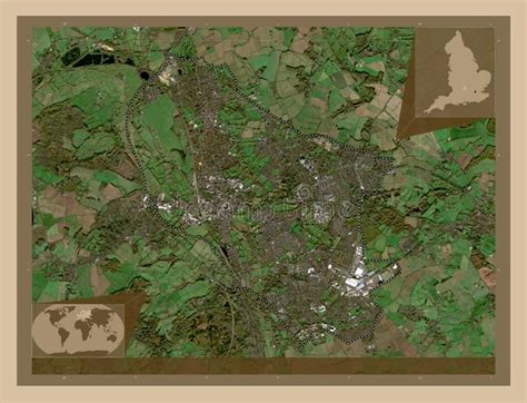 Oxford England Great Britain Low Res Satellite Major Cities Stock