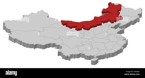 Political Map Of China With The Several Provinces Where Inner Mongolia