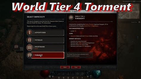 Diablo IV Level 70 Quest World Tier 4 Torment At Level 61 YouTube