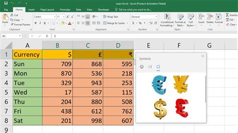 How To Insert Currency Symbol In Excel Youtube