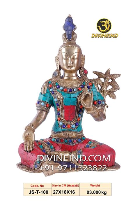 Multicolor 27 CM Tibetan Buddhist Goddess Green Tara Made In India For