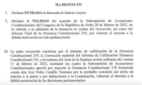 Tribunal Constitucional Anula La Denuncia Por Traición A La Patria