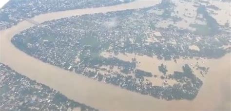 Assam CM Makes Aerial Survey Of Flood Hit Silchar