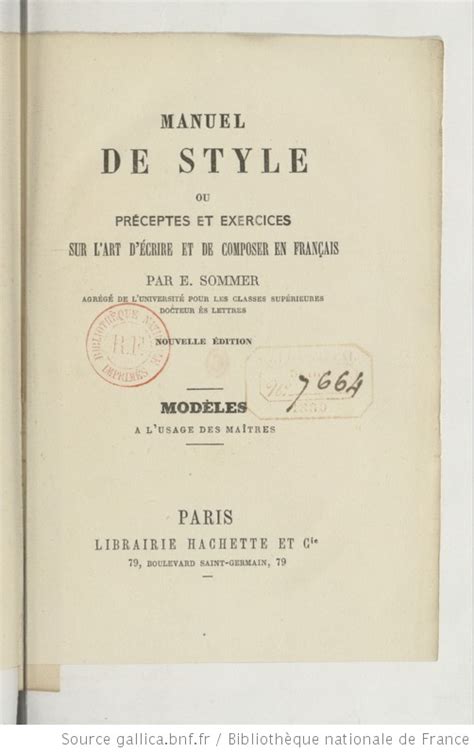 Manuel De Style Ou Pr Ceptes Et Exercices Sur L Art D Crire Et De