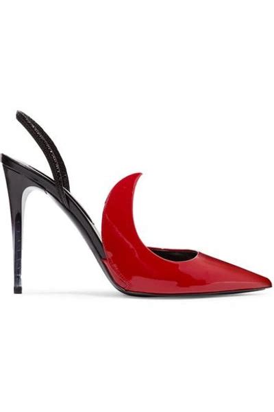 Matteo Mars Naked Ala Two Tone Patent Leather Slingback Pumps In Red