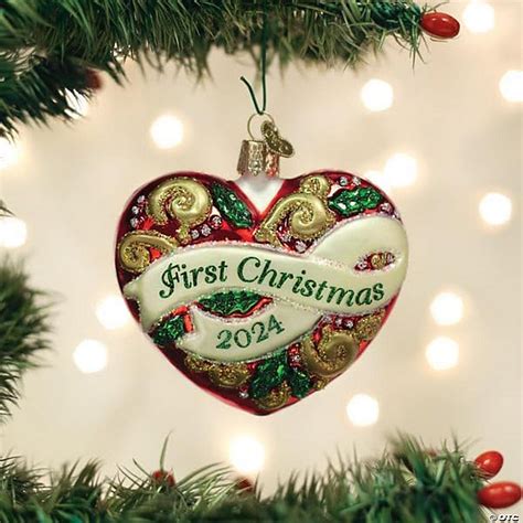 Old World Christmas Blown Glass Ornament For Christmas Tree 2024 First Christmas Heart With Owc