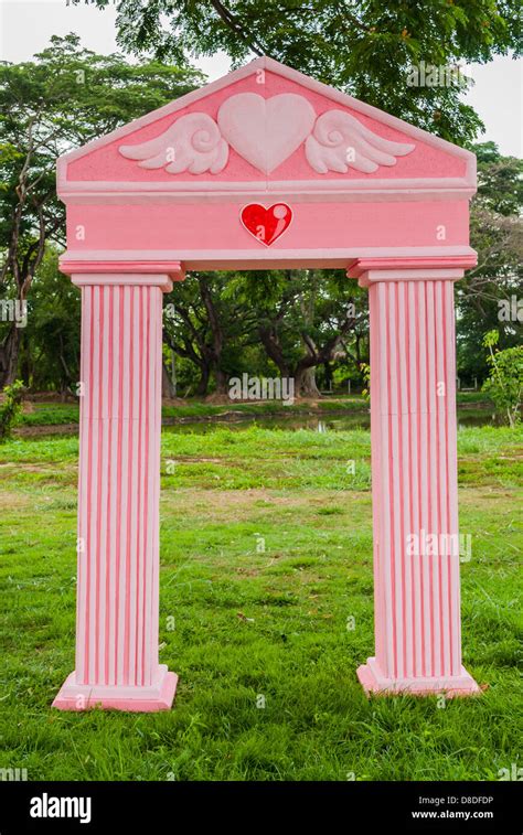 Pink Romantic Gate Love Theme Stock Photo Alamy