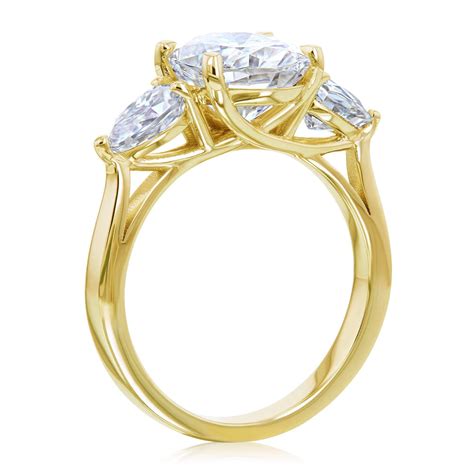 3 Stone Trellis Oval Pear Moissanite Engagement Ring, Engagement Ring ...