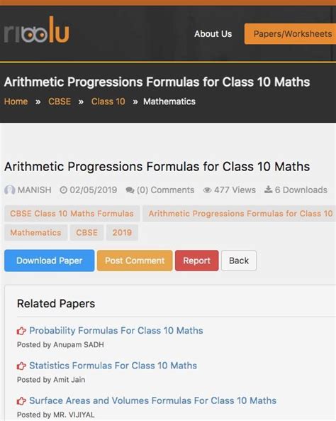 Arithmetic Progressions Formulas For Class 10 Maths Arithmetic Progression Arithmetic Circle