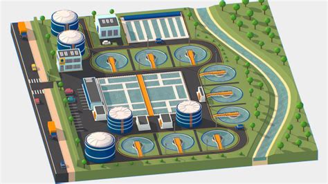 3d Model Isometric Water Treatment Plant Large Size Vr Ar Low Poly Cgtrader