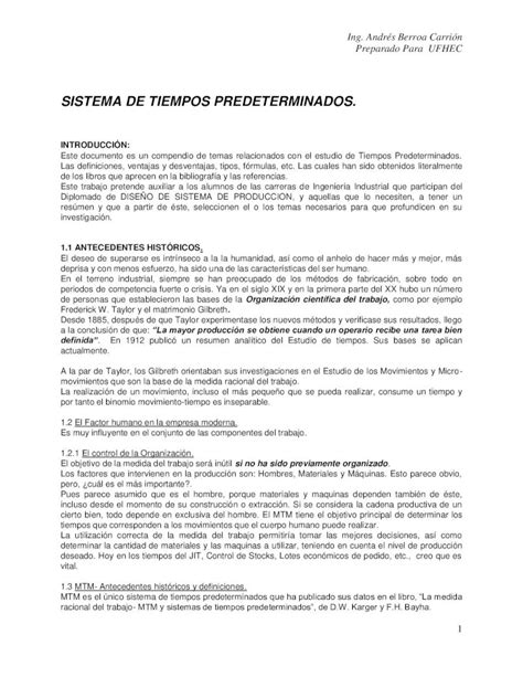 Pdf Sistema De Tiempos Predeterminados Ufhecmtm Es El único