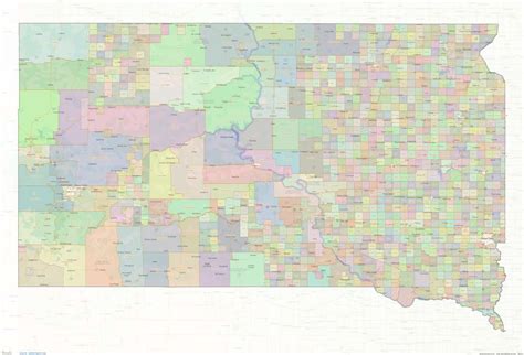 South Dakota Civil Township Boundaries Map Medium Image Shown On