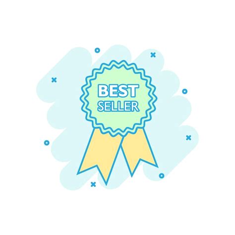 Premium Vector Vector Cartoon Best Seller Ribbon Icon In Comic Style