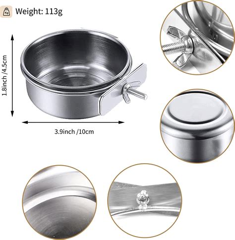 Pack Stainless Steel Bird Feeding Dish Cups Pet Cage Seed Feeder