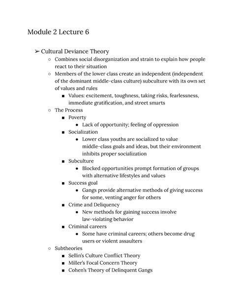 SOC GNDR 3565 Module 2 Lecture 6 Notes Module 2 Lecture 6 Cultural