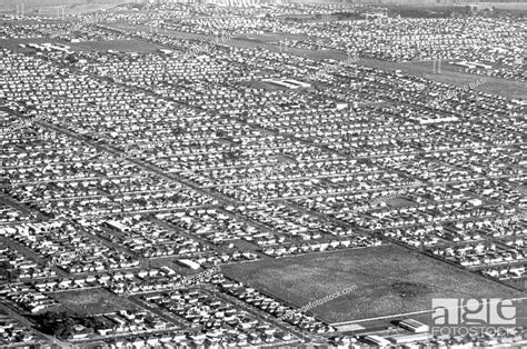 Aerial view of an Australian city. Australia, 1967, Stock Photo ...