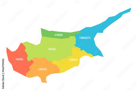 Cyprus political map of administrative divisions Stock Vector | Adobe Stock