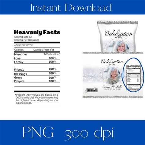 Heavenly Facts/nutrition Facts Funeral Chip Bag, Obituary, Funeral DIY, in Loving Memory File ...