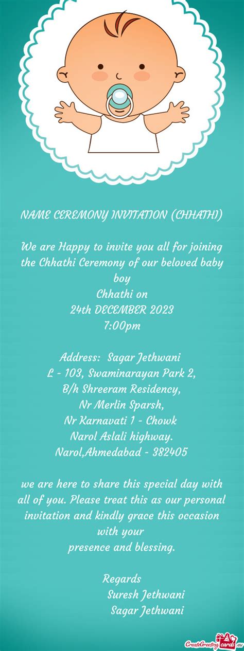 Name Ceremony Invitation Chhathi Free Cards