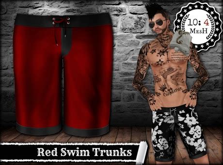 Second Life Marketplace - *10:4 ~ MesH ~ Swim Trunks ~ Red