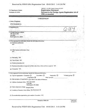 Fillable Online Registration Statement A Fara Gov Fax Email Print