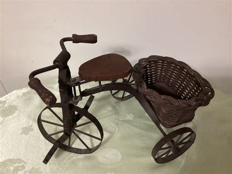 Vintage Metal Tricycle With Wicker Basket - Etsy