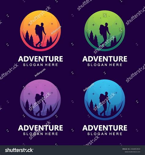 Adventure Silhouette Colorful Logo Design Stock Vector Royalty Free