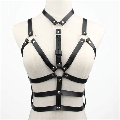 Leather Harness Sexy Women Dark Rock Street Strap Harness Cool Collar