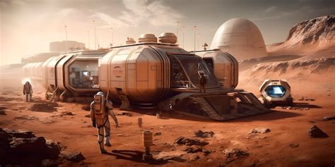 Premium Photo Martian Base With Habitation Modules And Scientific