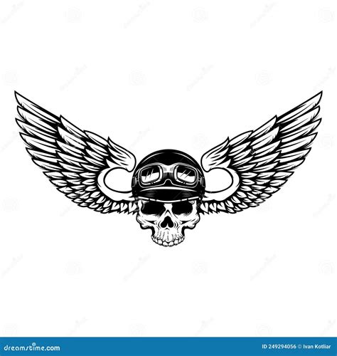 Skull In Winged Helmet Design Element For Logo Emblem Sign Poster