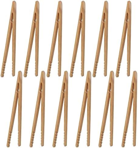 Pince Grille Pain 12PCS Pinces en Bambou Pinces à Pain de Bois Pinces