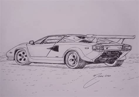 Lamborghini Countach Drawing Mujoodbaljit