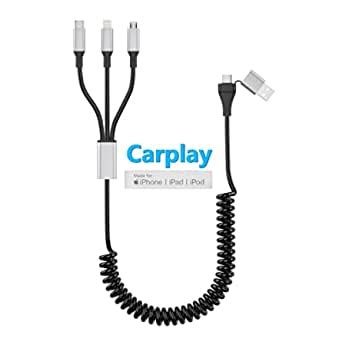 Cable Usb C A Lightning En Espiral Para Apple Carplay Certificado Mfi