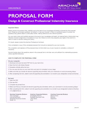 Fillable Online Arachas Professional Indemnity Form Rev