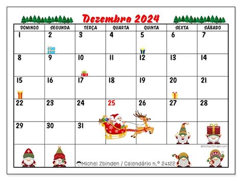 Calendário N° 24122 Dezembro De 2024 Natal Michel Zbinden Pt