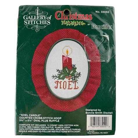 Bucilla Gallery Of Stitches Cross Stitch Kit Noel Candle Hoop Etsy