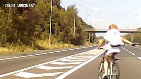 Shocking Moment Cyclist Risks Death By Crossing Entire M Way